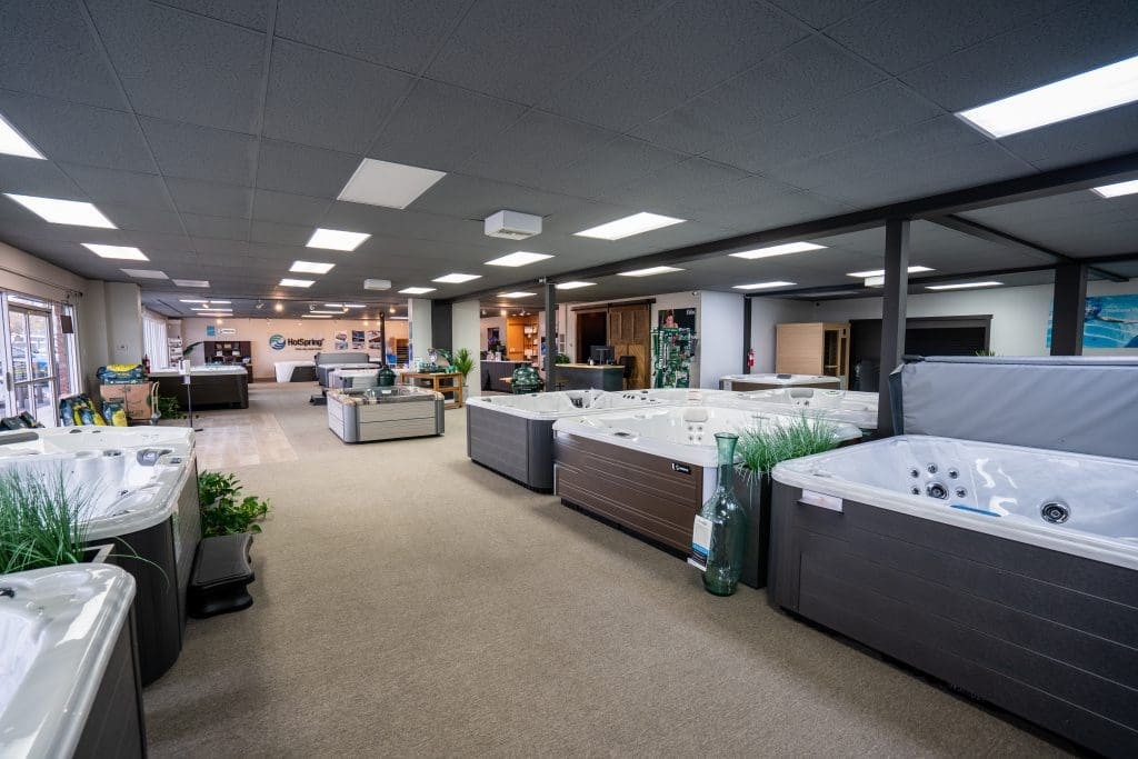 Hot Spring Spas showroom at The Spa and Sauna Co. San Jose location